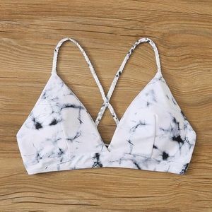 NWT marble triangle bikini top